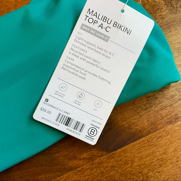 Athleta Malibu Bikini Top A-C NWT Teal - Picture 6 of 9